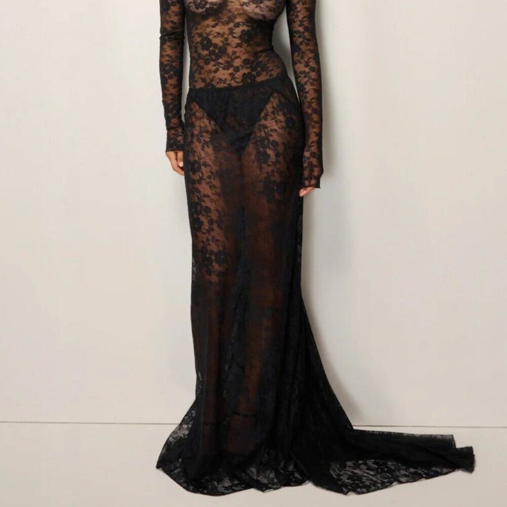 NWT KHY Lace Maxi Skirt With Train
